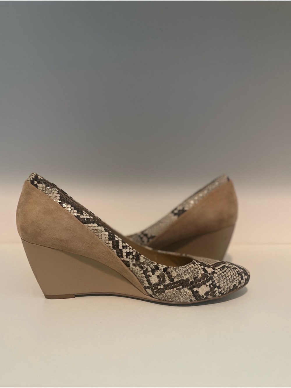 Neutral Snake-Print Wedge Pumps in Taupe- Stitch Fix